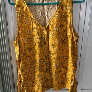 Sonoma Yellow Floral V-Neck Tank Top
